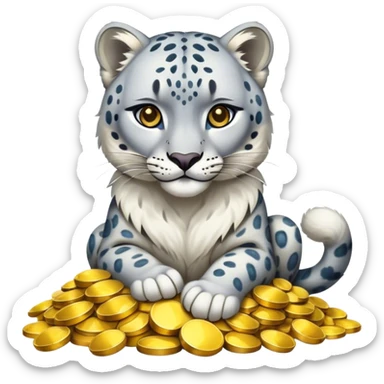 snow leopard symbol of Kazakhstan sitting on pile of gold sticker