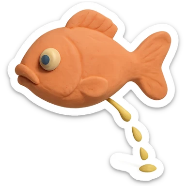 claymation style fish peeing with pastel colors sticker