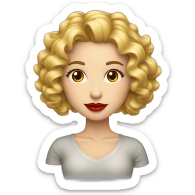 Mujer pelo largo rizado mechas rubia labios rojos sticker