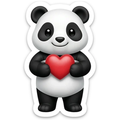 panda holding heart sticker