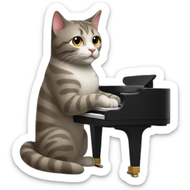 cat playing piano sticker