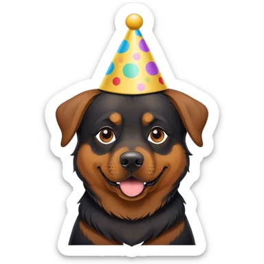 A Rottweiler/German Shepherd mix wearing a party hat. sticker