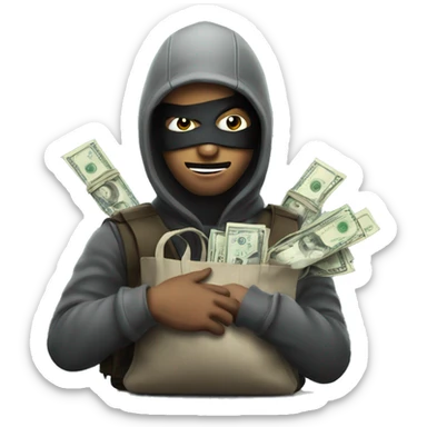 Robber with a bag of money sticker