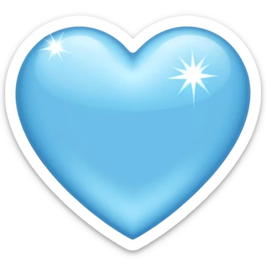 light sky blue heart with blingbling effect sticker