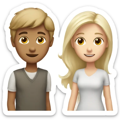 Brown hair boy with two blonde girls  sticker