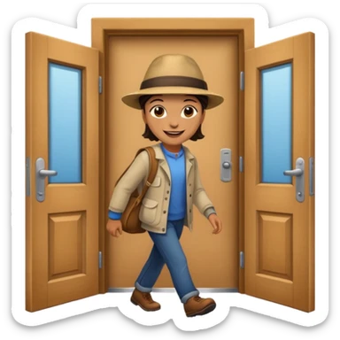 person walking out of the door sticker