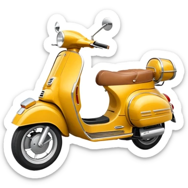 kahverengi küt saçlı gelin kahverengi saçlı damat turuncu vespa motor sürüyor sticker