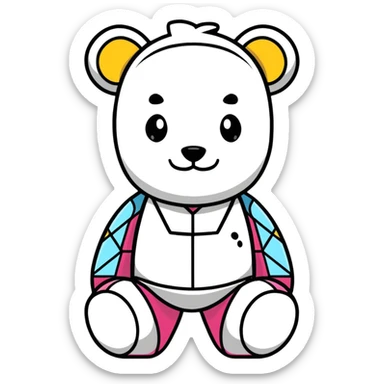 cute bearbrick toy figure with geometric patterns sticker