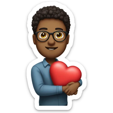 a person called harvey spex holdin a big plushy heart sticker