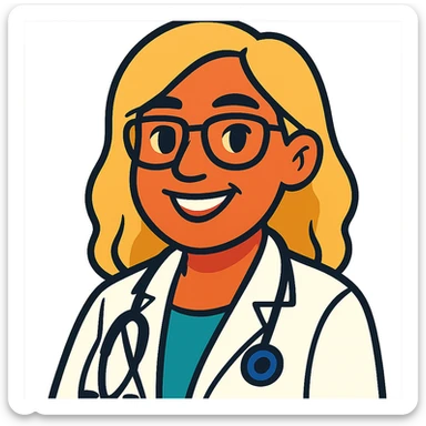 Latina doctor with light blonde hair, detailed and expressive sticker