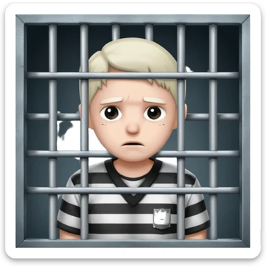 criminal in jail behind bars the bars should be in front of the person sticker
