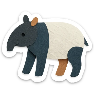 a tapir in a paper craft style, layered and textured sticker