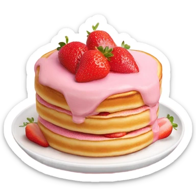 soufflé pancake with pink cream and strawberries on top sticker