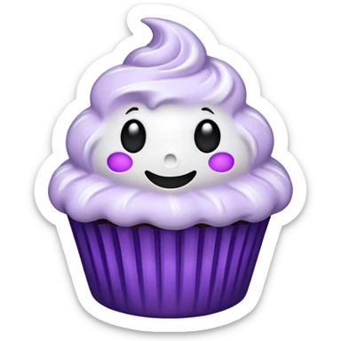 cupcake fantasma roxo e branco sticker