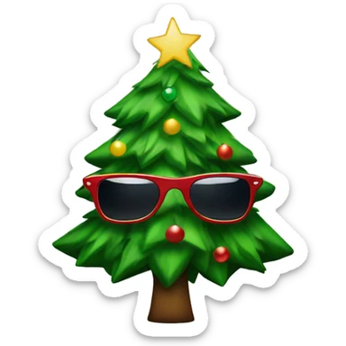 A Christmas tree with sunglasses  sticker