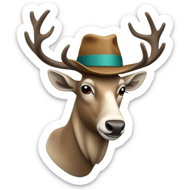 Caribou wearing a hat sticker