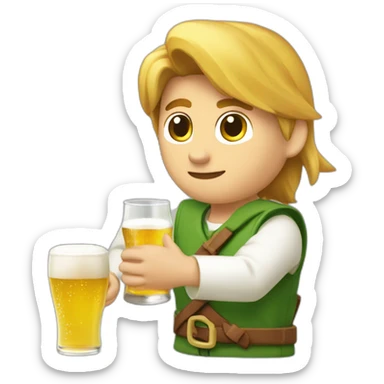 Link qui boit une bière à côté de zeld sticker