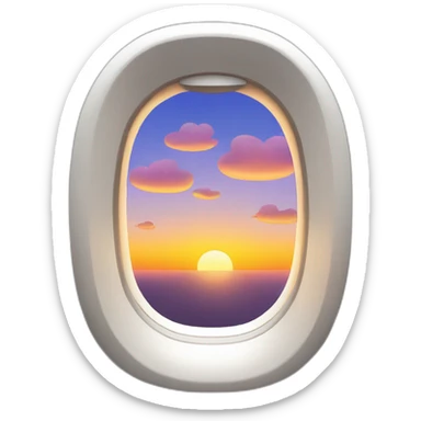 plane window with sunset sticker