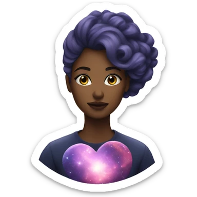A woman with a galaxy heart sticker
