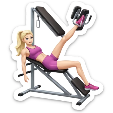 female doing leg extension machine sticker