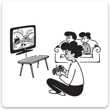 A person plays with the GameCube on tv with friends sticker