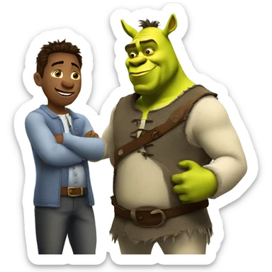 Shrek interviews a donkey sticker