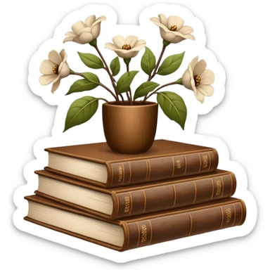 Kahve çiçek kitap sticker