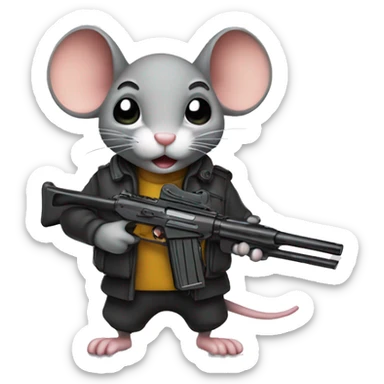 Mouse with a gun sticker