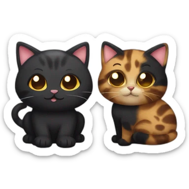 Tortie cat and black cat friends sticker