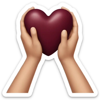 Burgundy heart in hands sticker