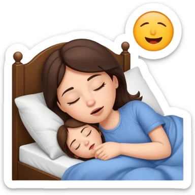 brunette girl lying in bed snoring sticker