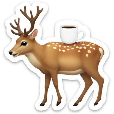 Deer drinking coffee sticker
