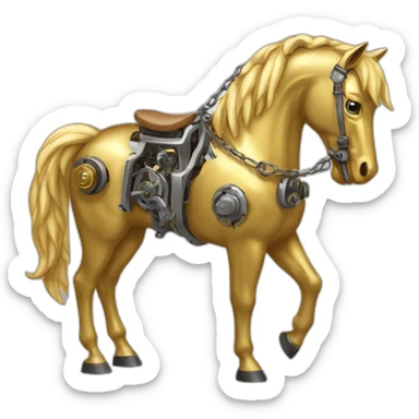 Mechanical golden  horse sticker