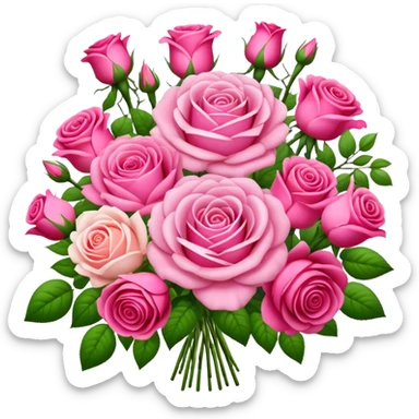 Huge pink flower bouquet with different flowers and pink tones and roses sticker