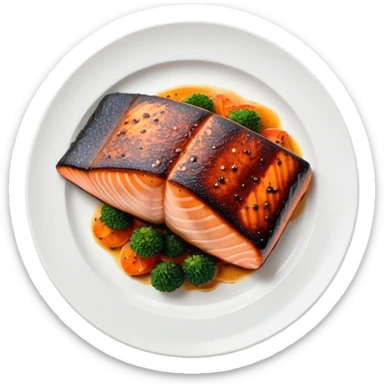 Plate of blackened ora king salmon sticker