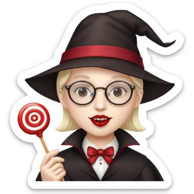 Vampire with lollipop, hat and glasses sticker