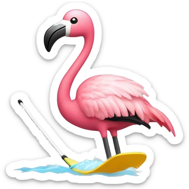 Flamingo water skiing  sticker