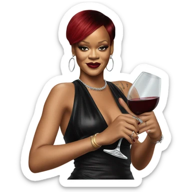 Photo Realistic Rihanna with wine glass sticker