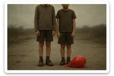 aravani bir baloni singanini tasvirla uning oldida aka uka homush turishibdi yuzlari ko'rinmasa ham bo'ladi sticker