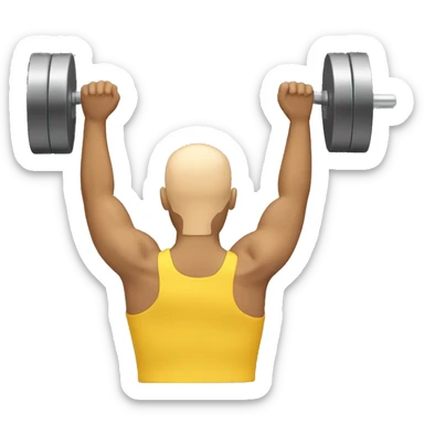 shoulder press viewed from back. yellow skin tone, no hair sticker