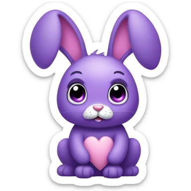 fluffy purple bunny with heart eyes sticker