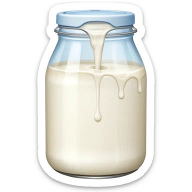 a jar of milk but the top is sticky and its dripping but theres no lit sticker