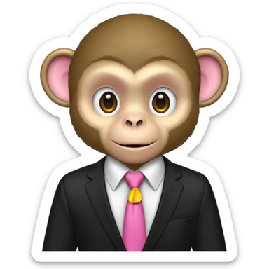  monkey with black shirt,pink tie sticker
