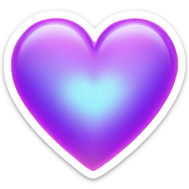 Neon glass blue mauve heart  sticker
