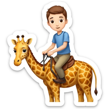 confident boy riding a giraffe sticker