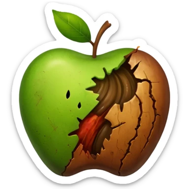 A rotten apple emoji resembling the apple inc logo. No face. sticker