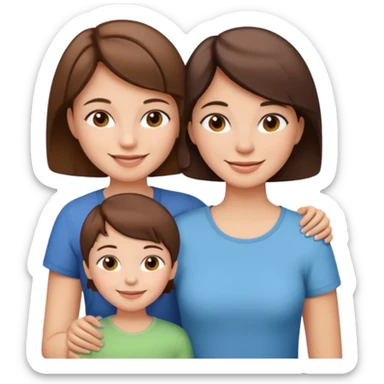 Brown family two girls and a mom short brown hair sticker