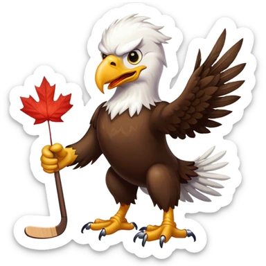 USA eagle hockey eating a Canadian maple leaf  sticker