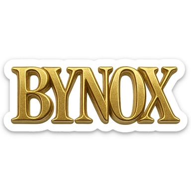 luxury emoji, gold and black, 'BYNOX' text, shiny metallic, 3D, elegant, premium, minimal, no background, powerful, stylish font, for Telegram custom emoji sticker