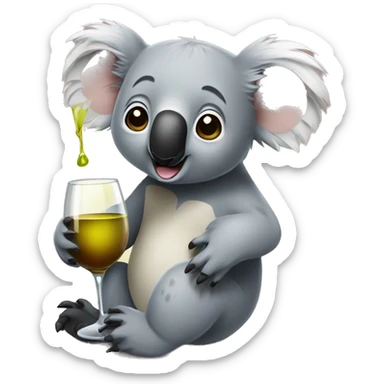 Koala drinking wine sticker